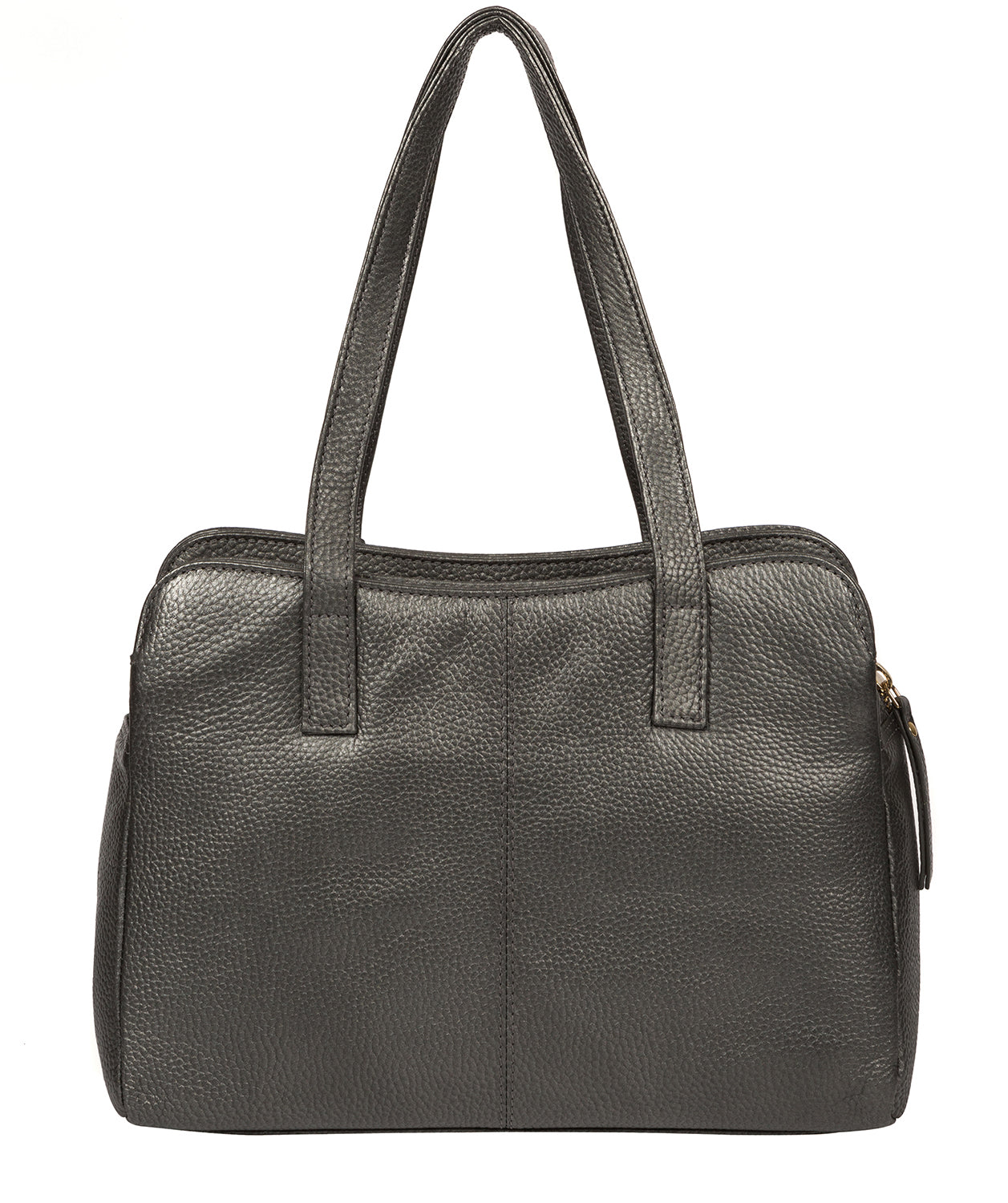 'Henna' Metallic Dark Silver Leather Handbag image 3