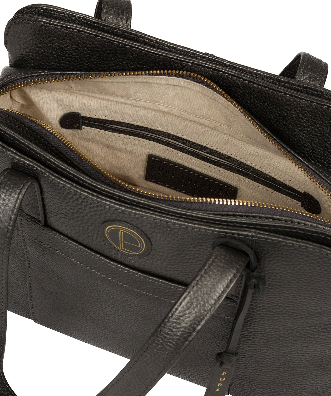 'Henna' Metallic Dark Silver Leather Handbag image 4