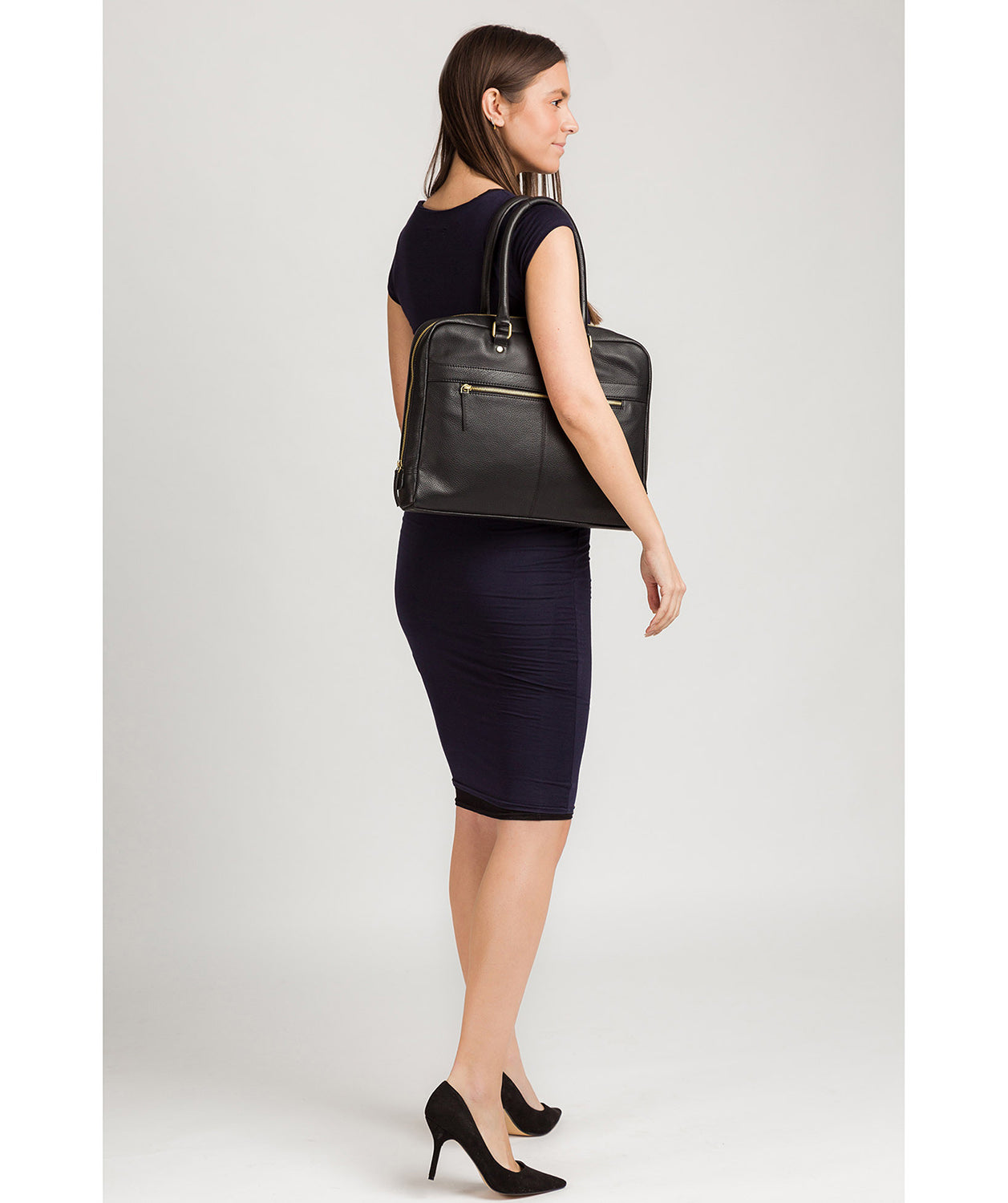 'Harmonia' Black Leather Workbag image 2