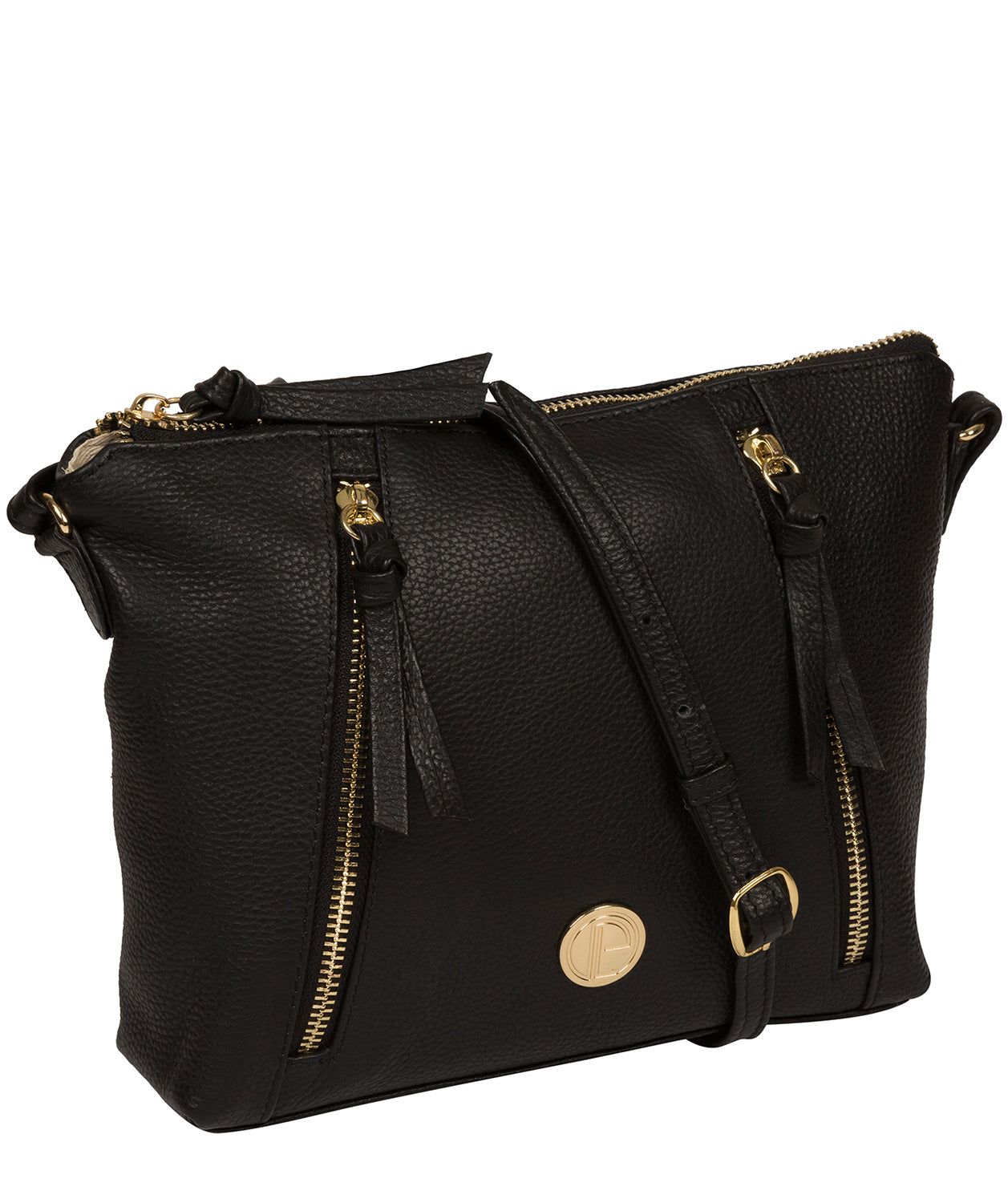 'Yoshi' Black Leather Cross Body Bag