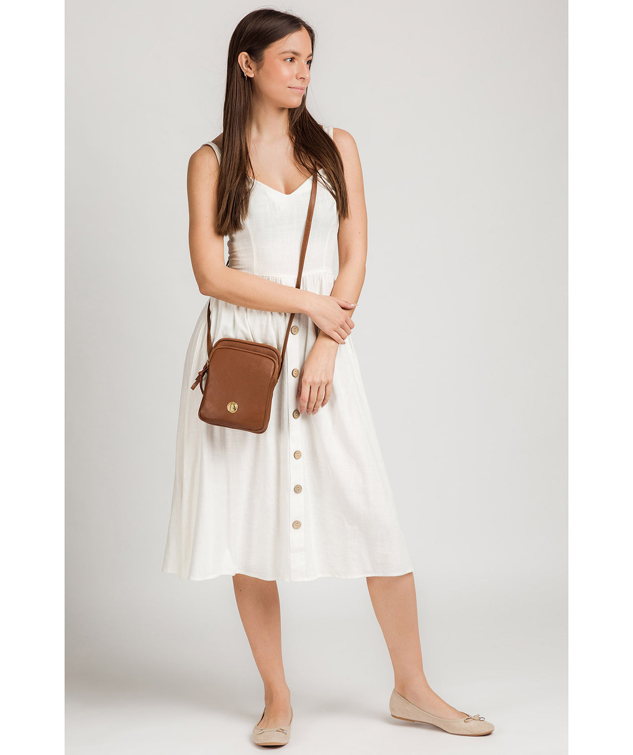 'Minnie' Tan Leather Cross Body Bag image 2