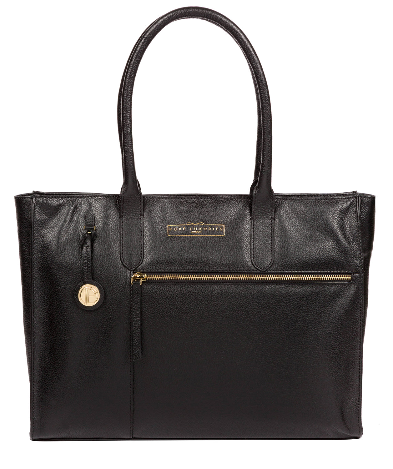 'Buckingham' Black Leather Tote Bag