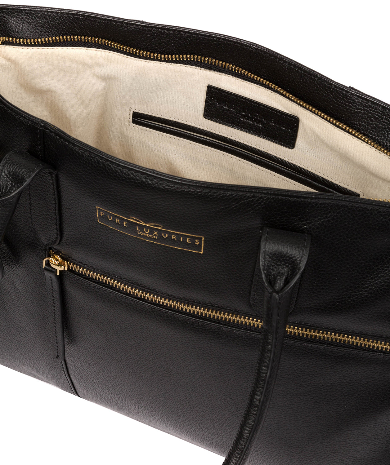 'Buckingham' Black Leather Tote Bag