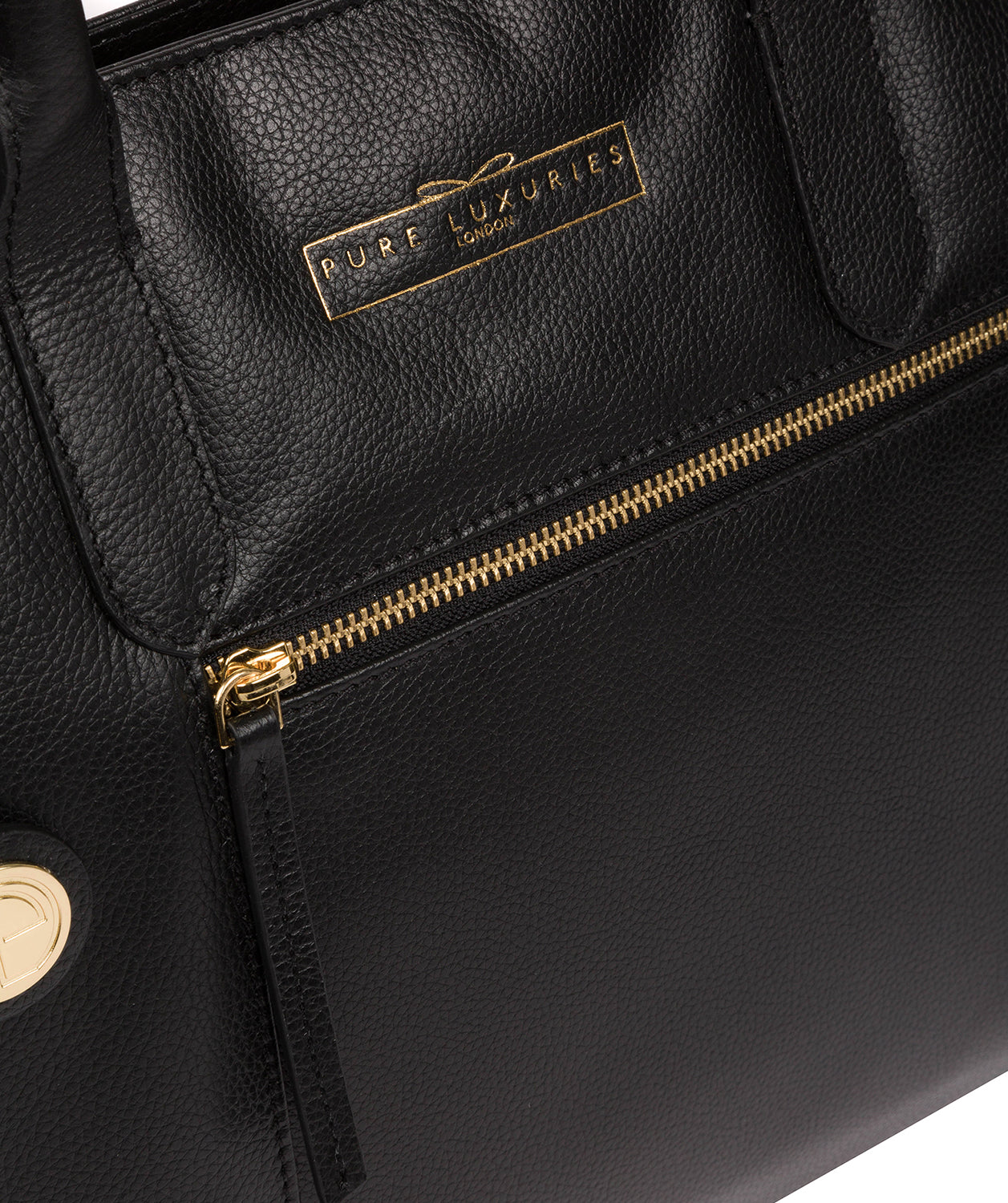 'Buckingham' Black Leather Tote Bag