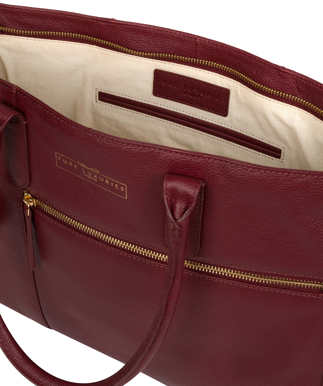 'Buckingham' Deep Red Leather Tote Bag
