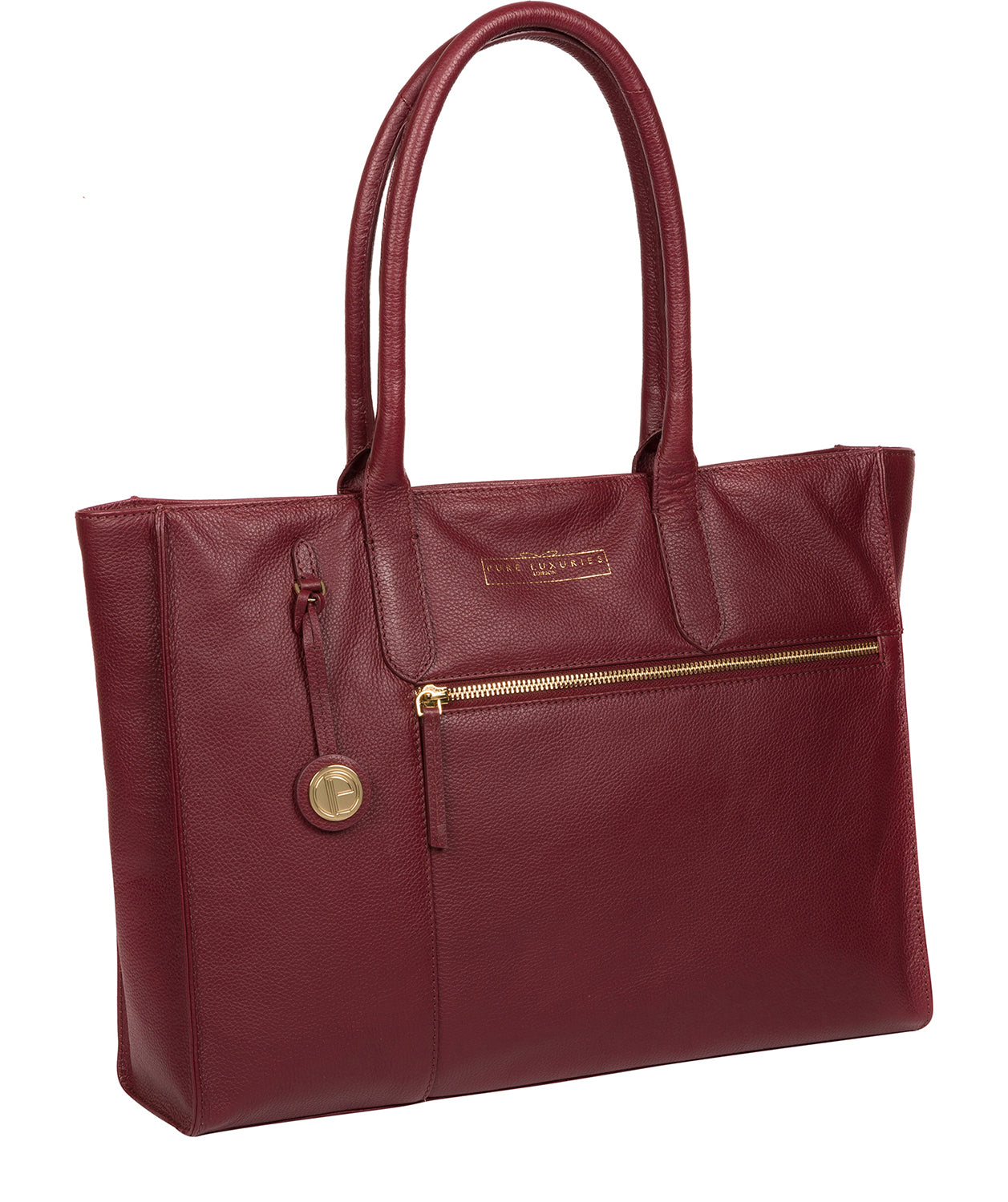 'Buckingham' Deep Red Leather Tote Bag
