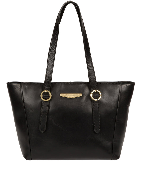 'Adelina' Black Leather Tote Bag