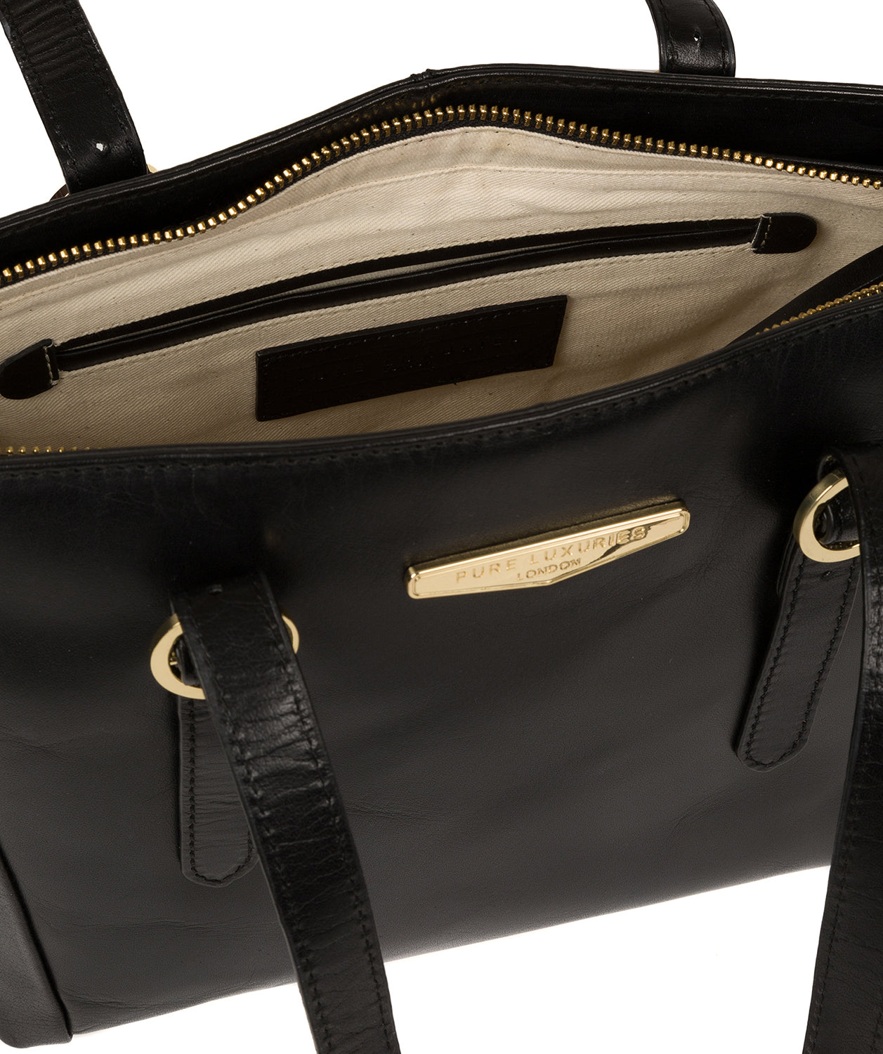 'Adelina' Black Leather Tote Bag