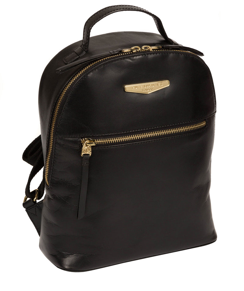 'Natala' Black Leather Backpack