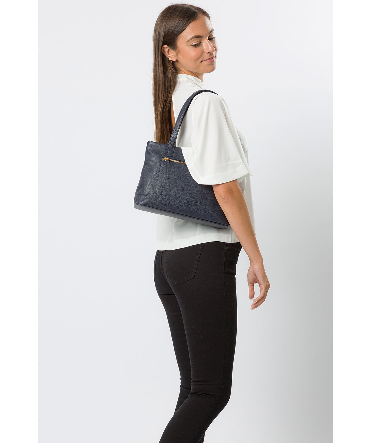 'Adley' Navy Leather Handbag image 2