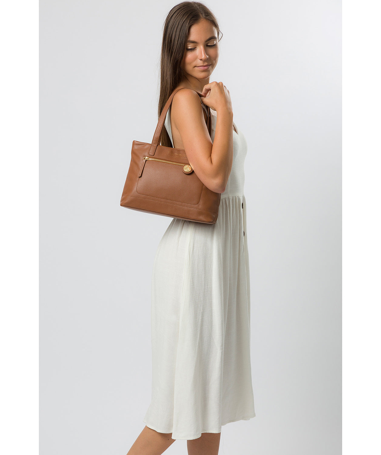 'Adley' Tan Leather Handbag image 7