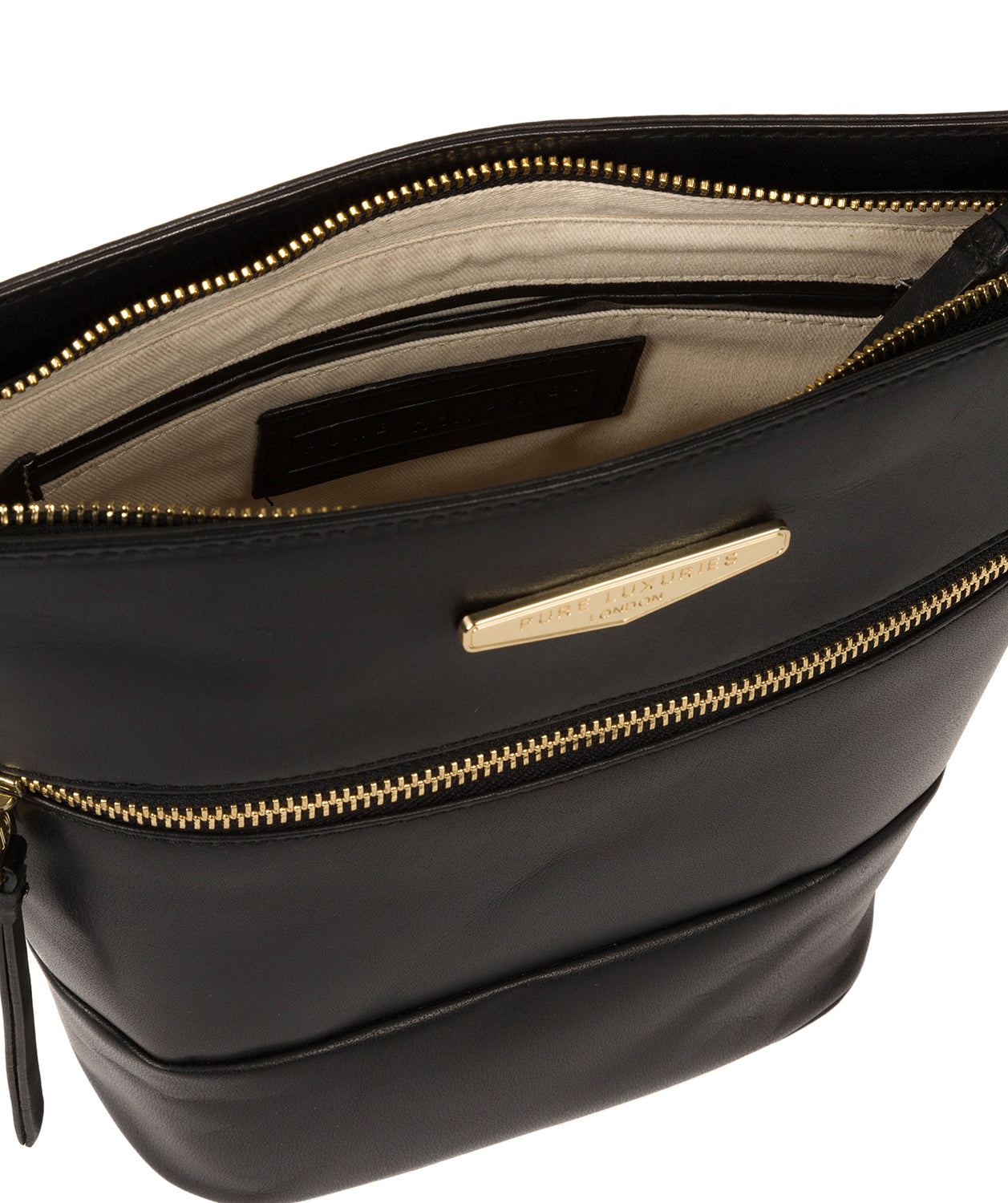 'Caterina' Black Leather Cross Body Bag