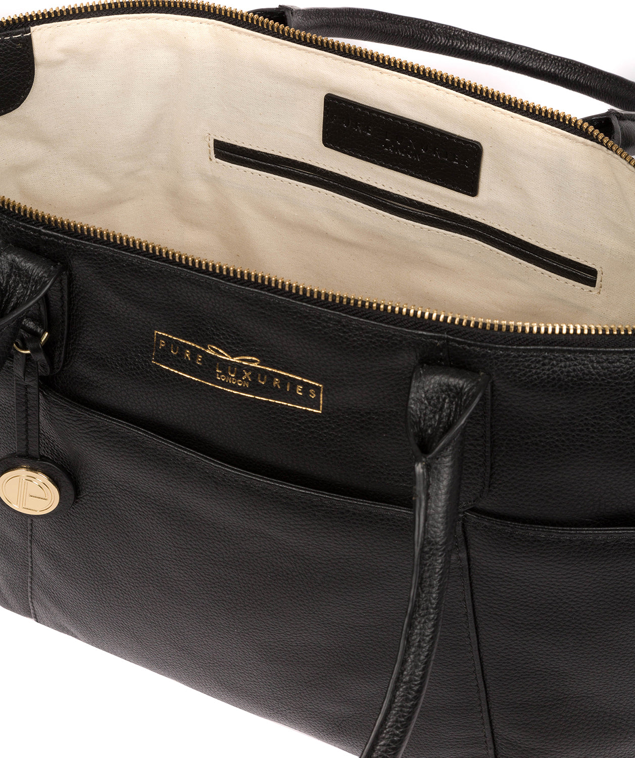 'Everly' Black Leather Tote Bag image 4