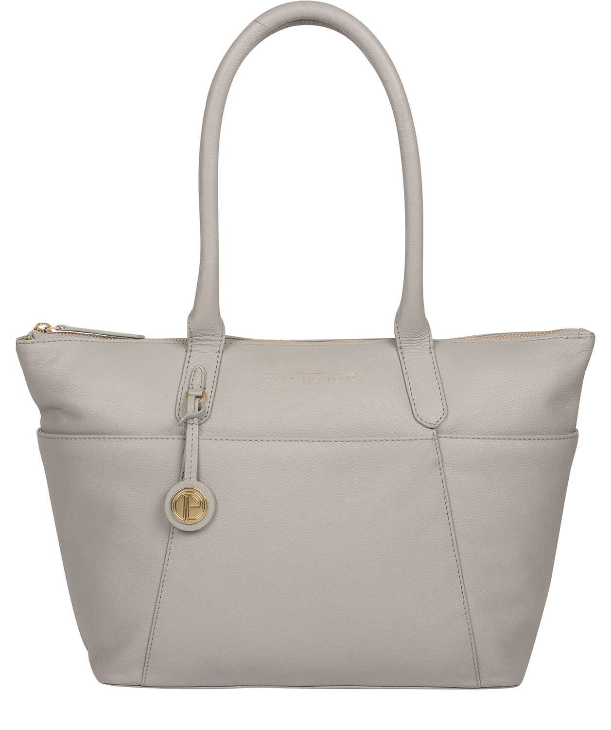 'Everly' Grey Leather Tote Bag Pure Luxuries London