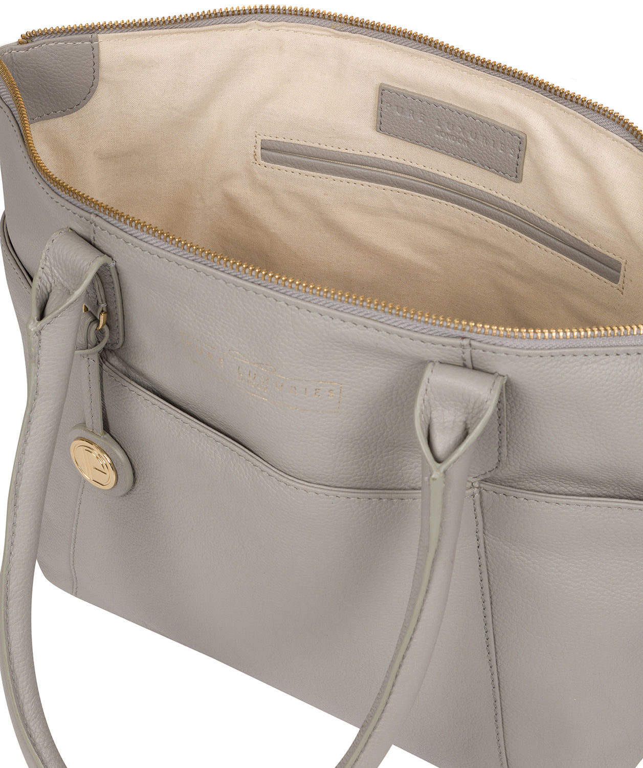 'Everly' Grey Leather Tote Bag Pure Luxuries London