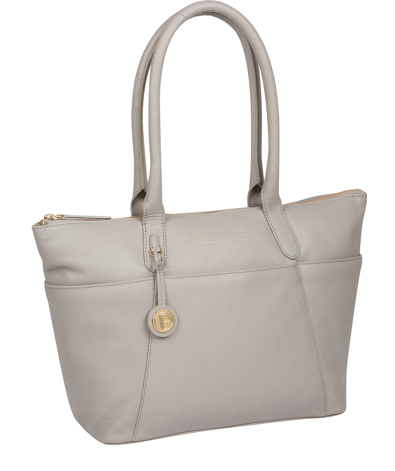 'Everly' Grey Leather Tote Bag Pure Luxuries London