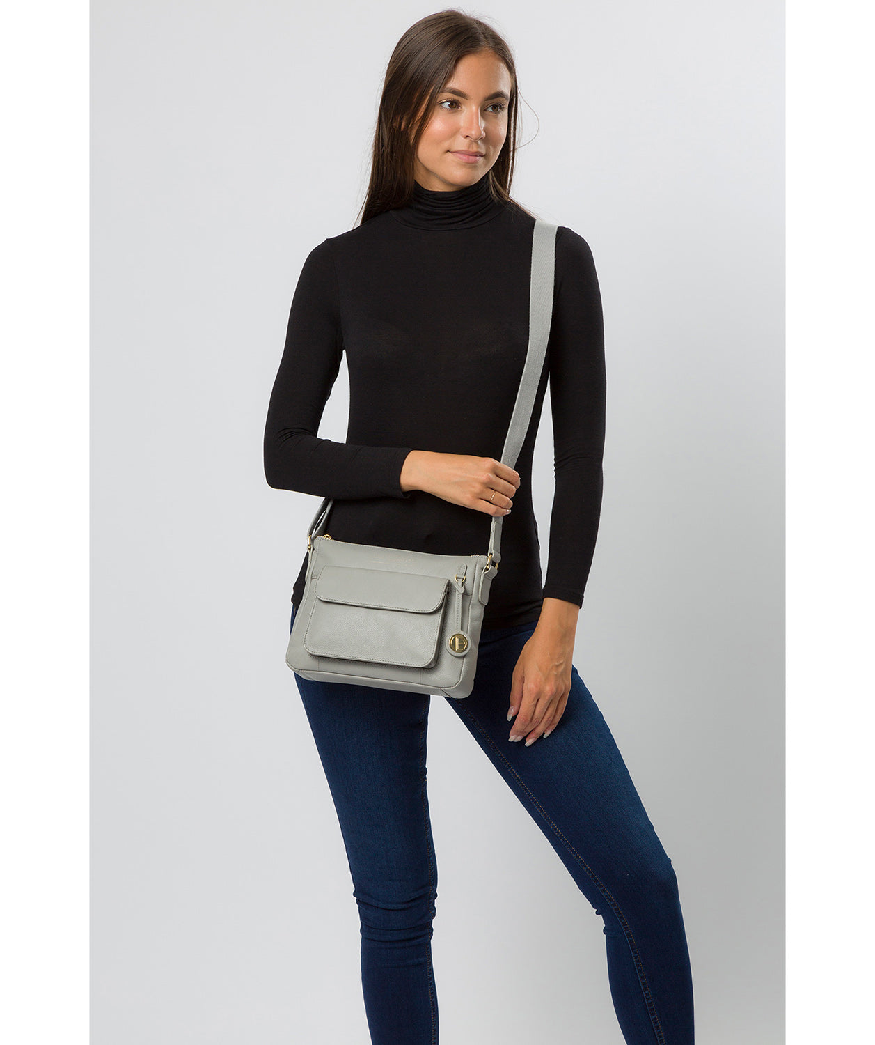 'Tindall' Grey Leather Shoulder Bag image 2