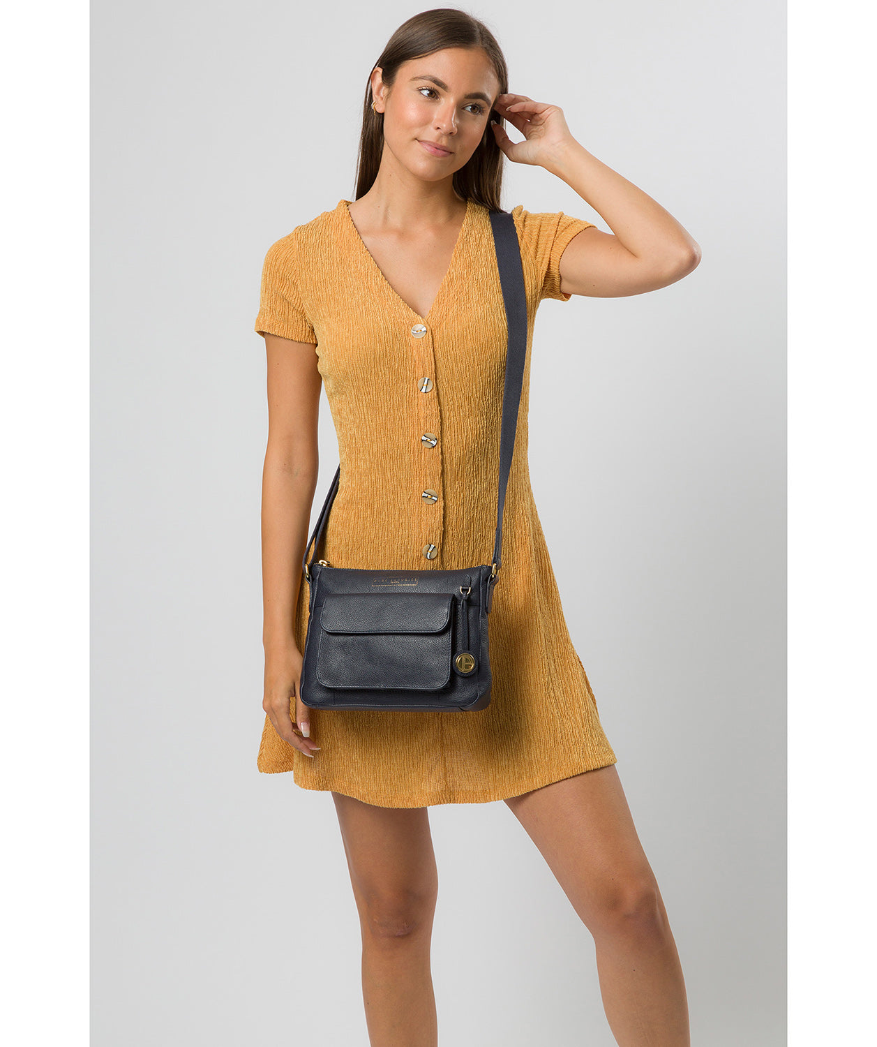 'Tindall' Navy Leather Shoulder Bag image 7