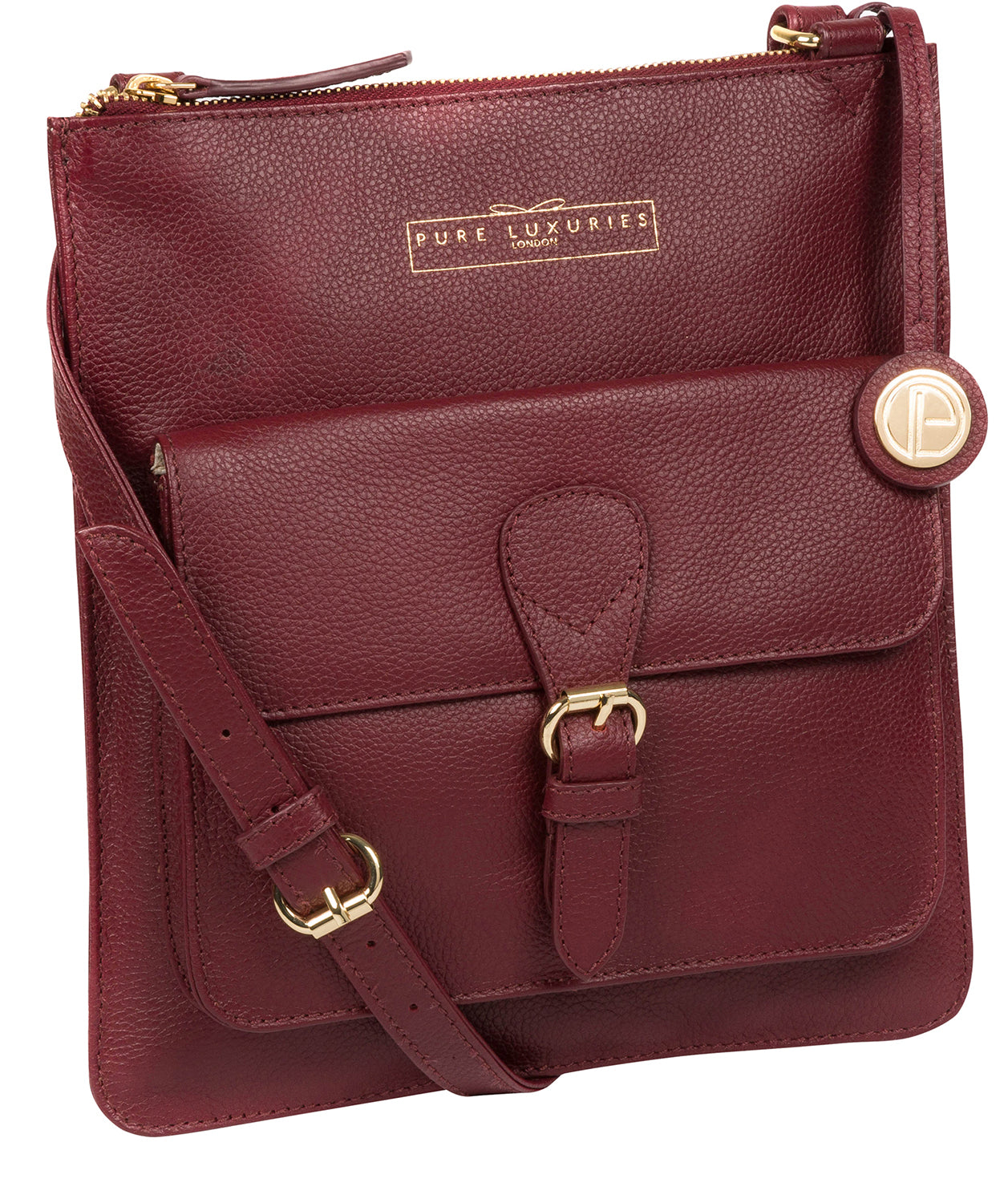 'Kenley' Deep Red Leather Cross Body Bag