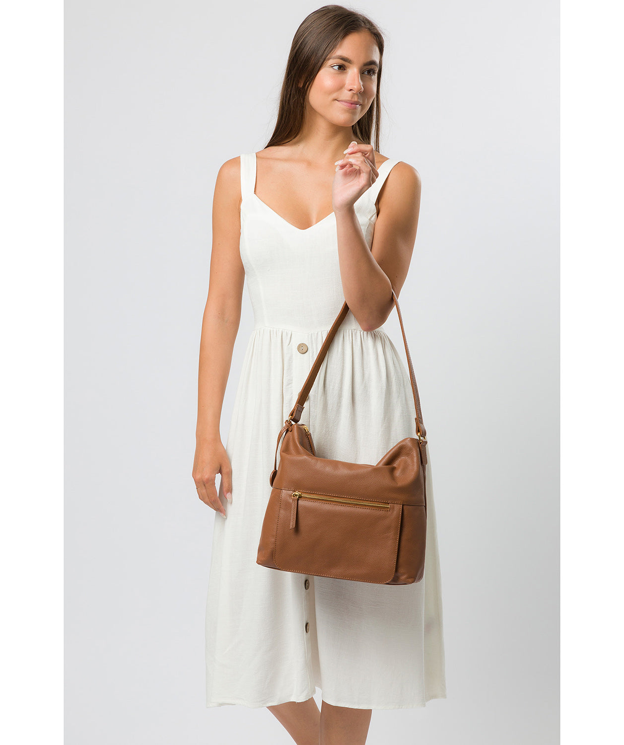 'Tenley' Tan Leather Shoulder Bag image 7