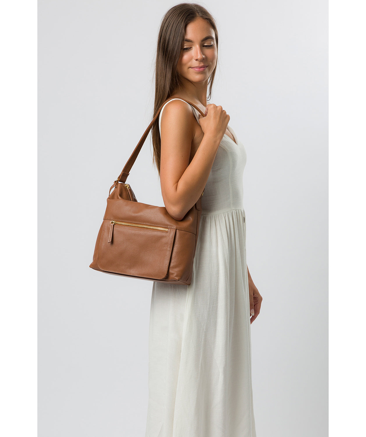 'Tenley' Tan Leather Shoulder Bag image 2