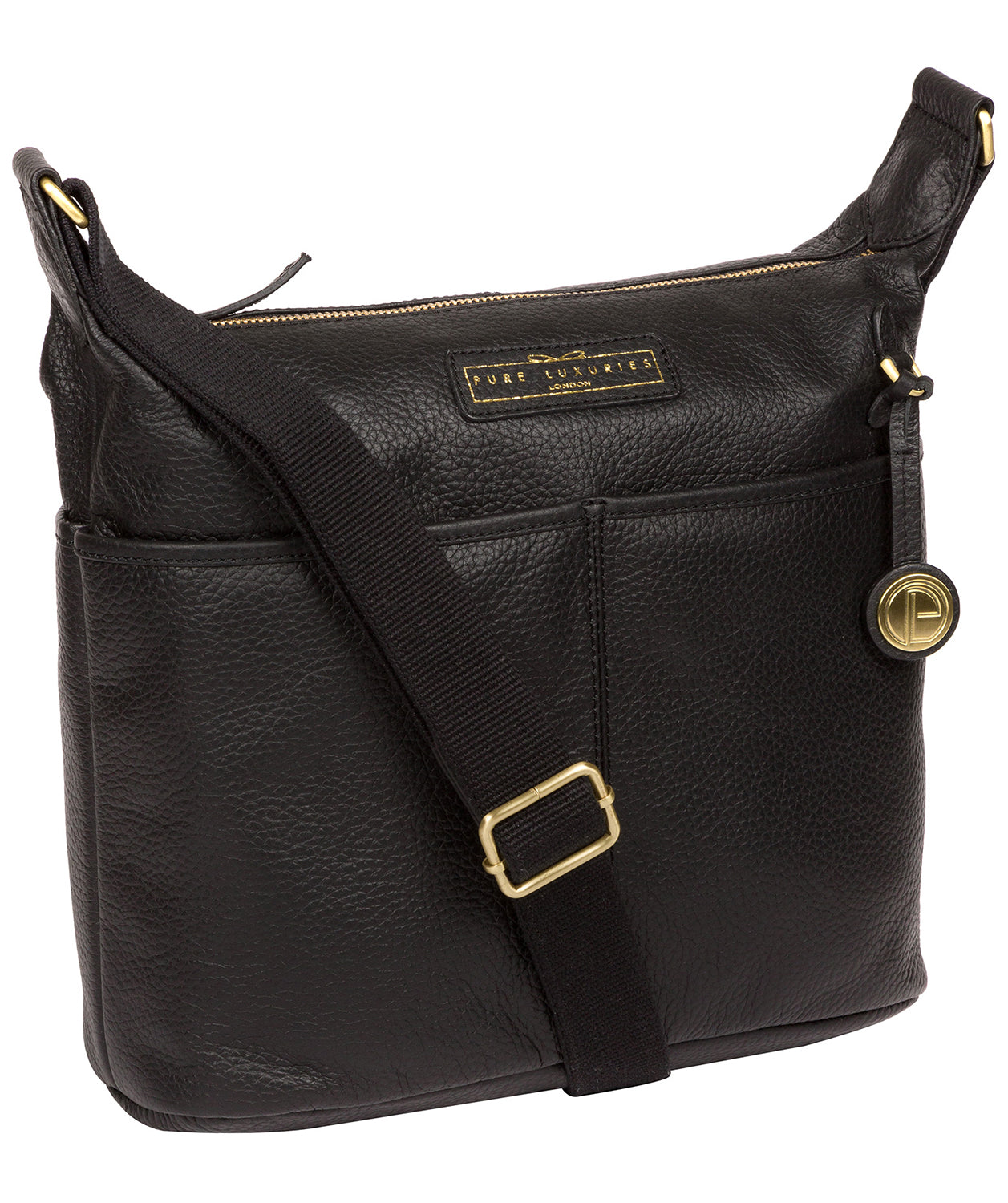 'Hove' Black & Gold Leather Shoulder Bag image 5
