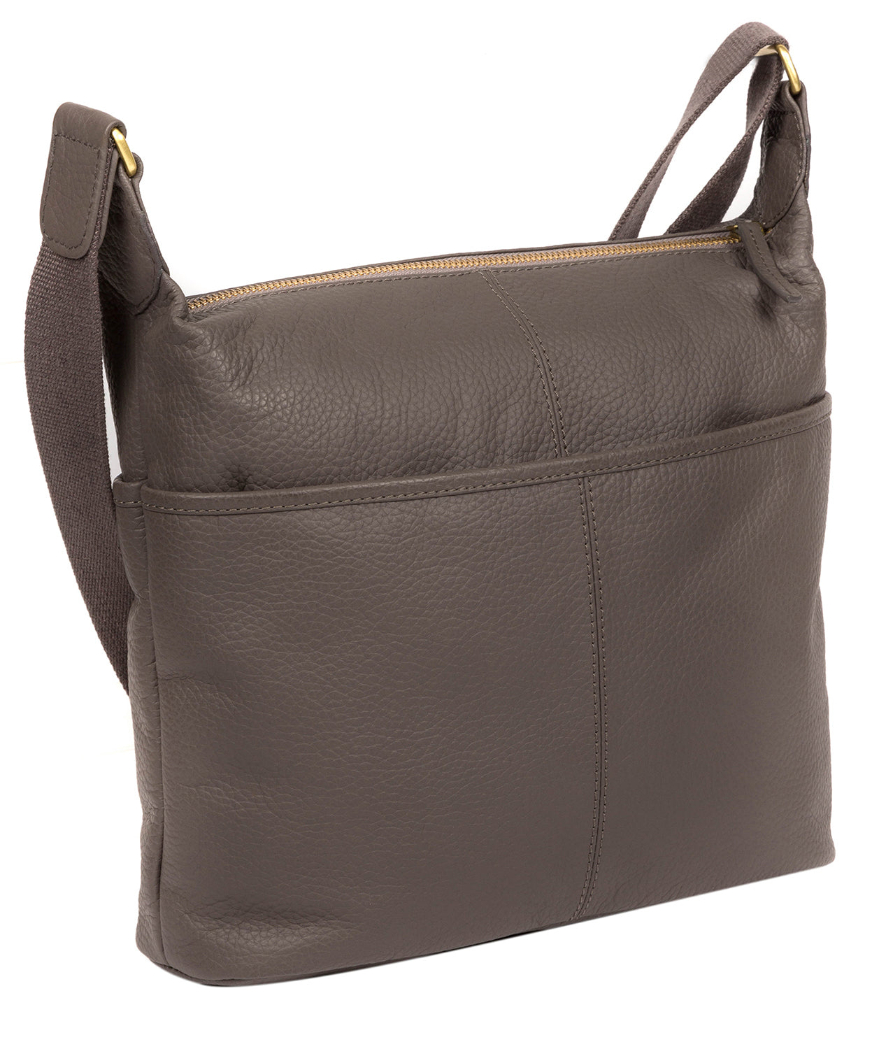 'Hove' Grey Leather Shoulder Bag image 3