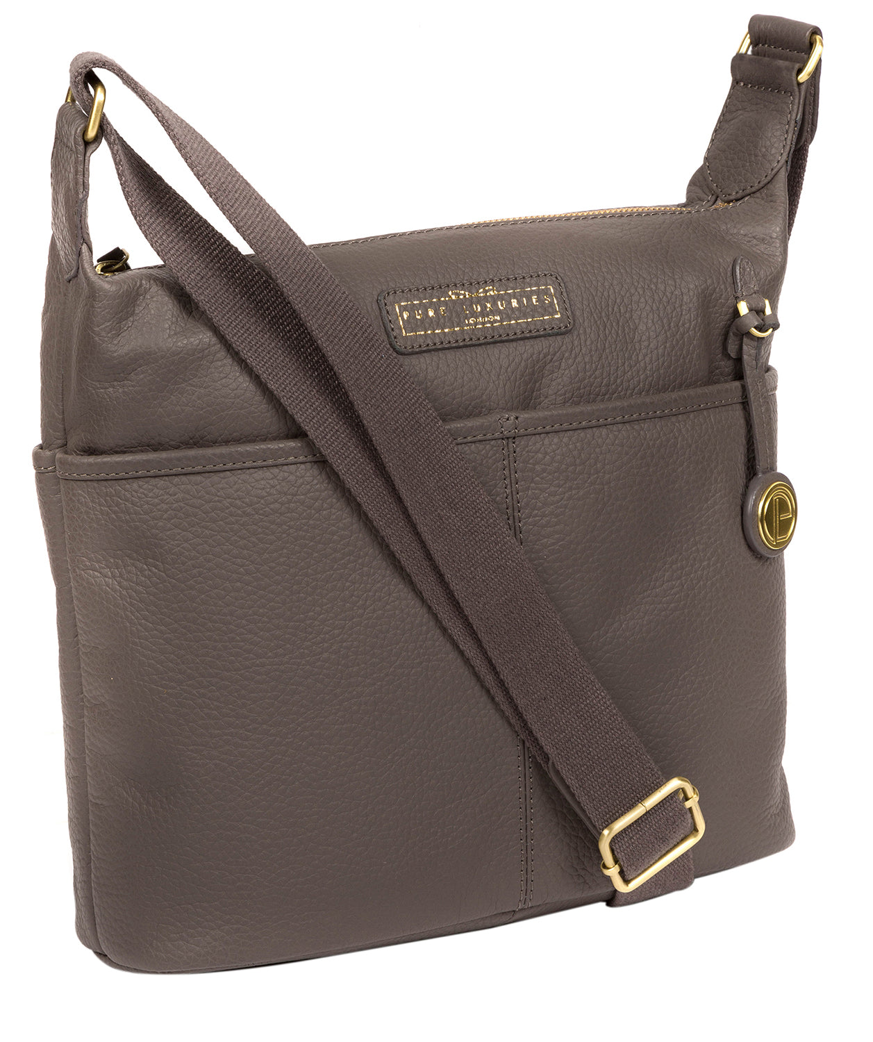 'Hove' Grey Leather Shoulder Bag image 5