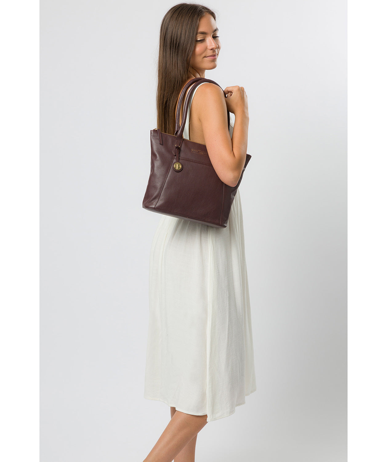 'Atherton' Plum Leather Tote Bag image 2