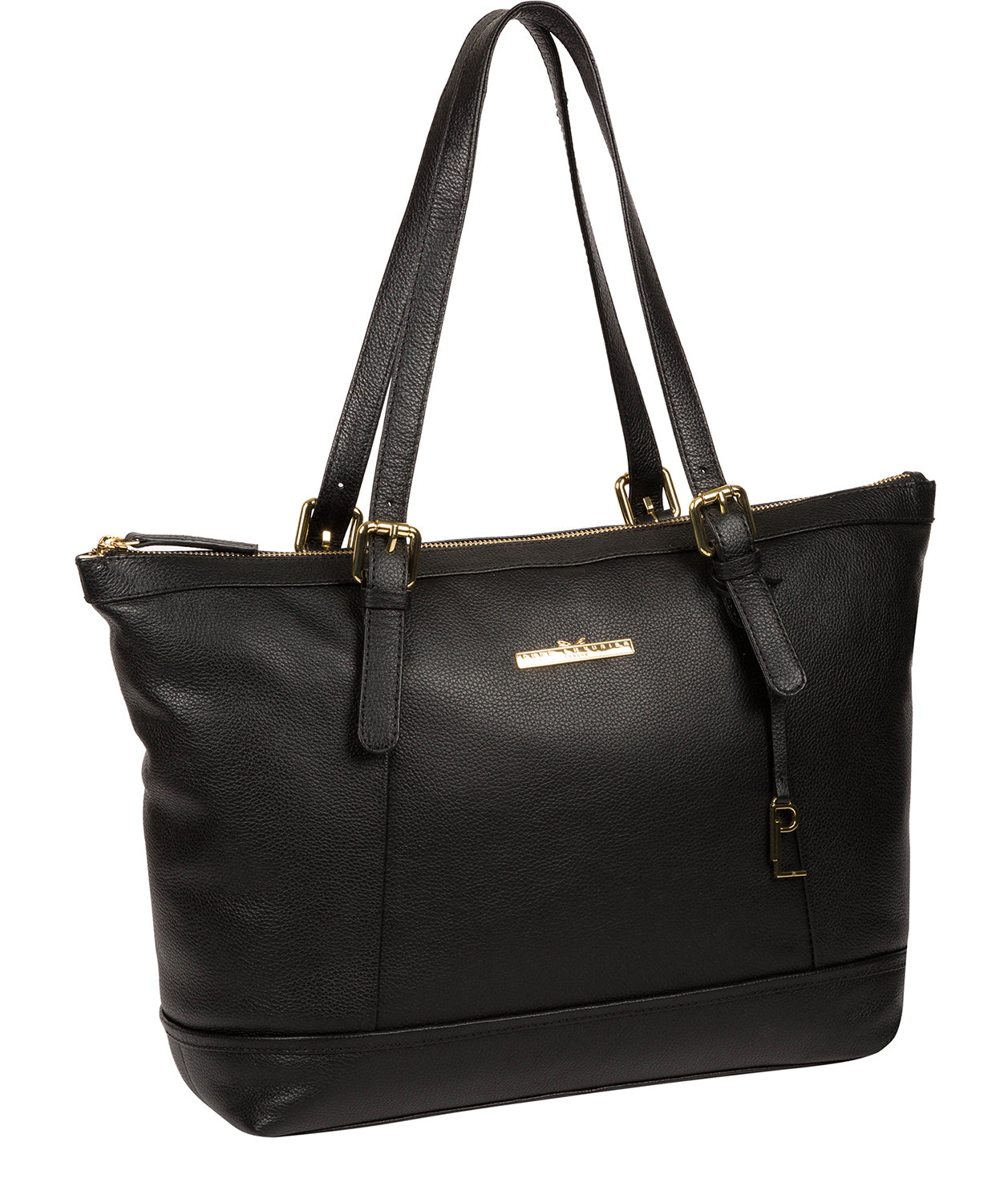 'Thame' Black Leather Tote Bag image 5