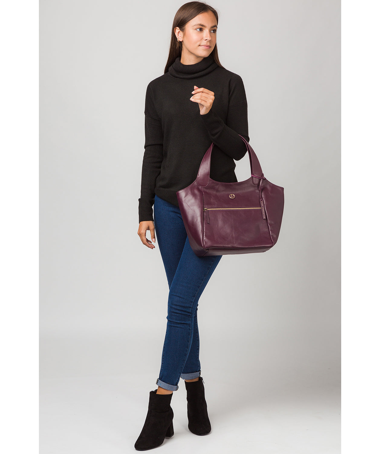 'Loxford' Blackberry Leather Tote Bag