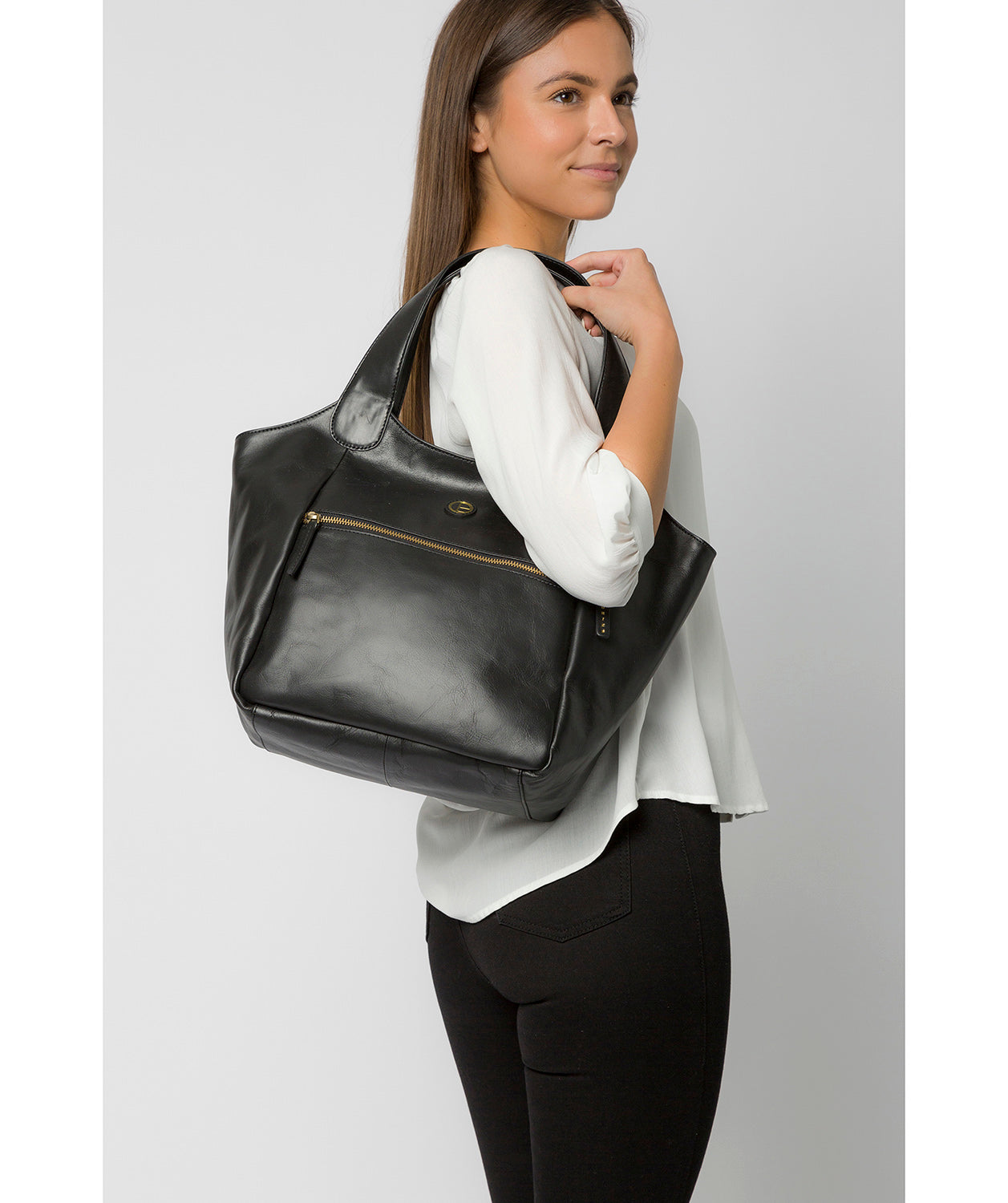 'Loxford' Vintage Black Leather Tote Bag Pure Luxuries London