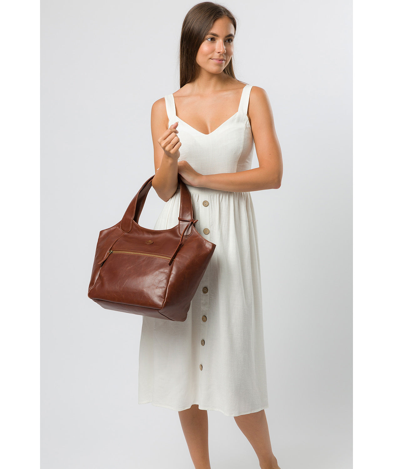 'Loxford' Vintage Cognac Leather Tote Bag image 2