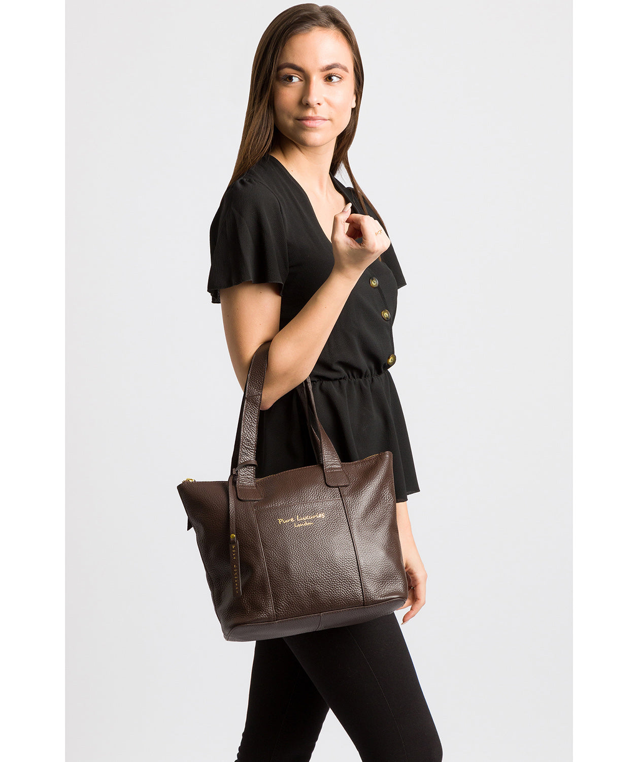 'Dem' Chocolate Leather Handbag Pure Luxuries London