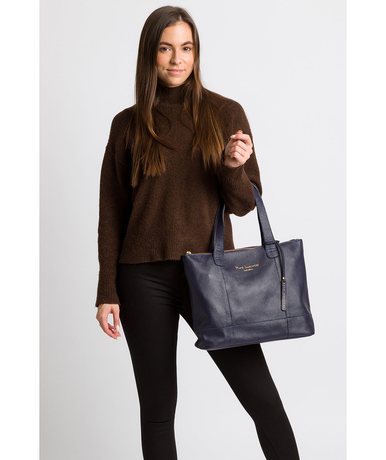 'Sachi' Ink Leather Tote Bag Pure Luxuries London