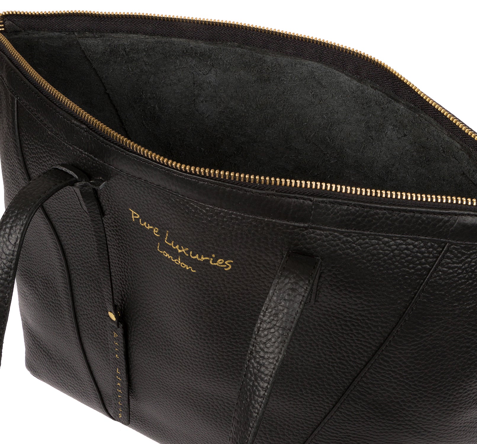 'Kelly' Black Leather Tote Bag Pure Luxuries London