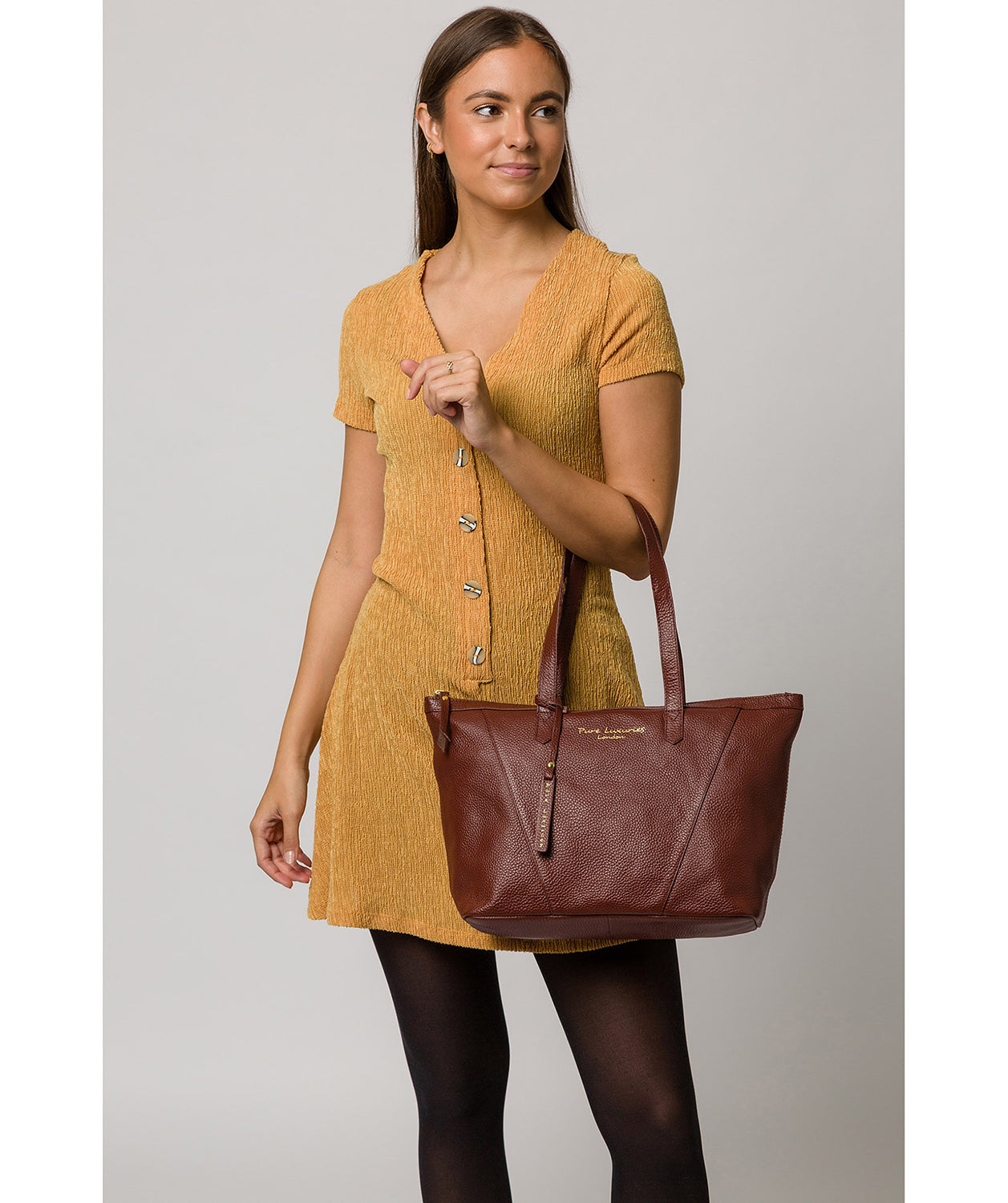 'Kelly' Cognac Leather Tote Bag Pure Luxuries London
