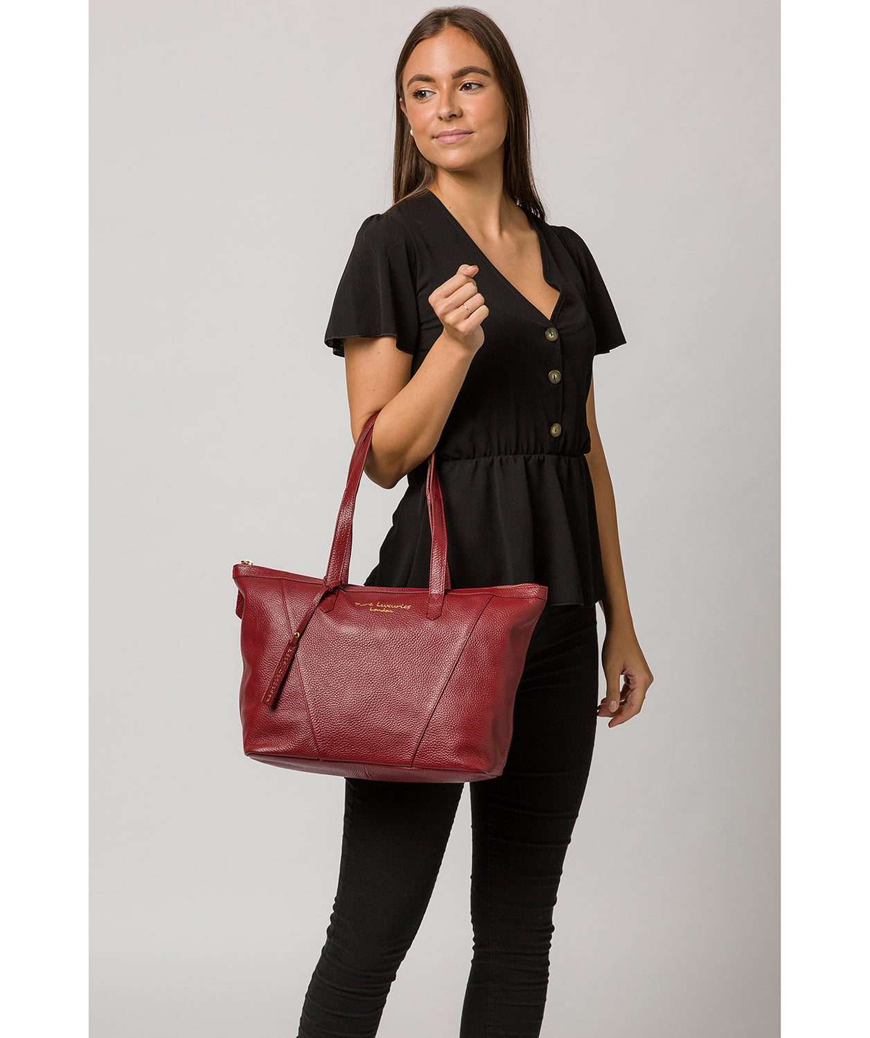 'Kelly' Red Leather Tote Bag Pure Luxuries London