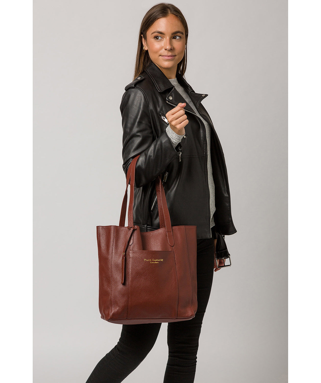 'Keisha' Cognac Leather Tote Bag Pure Luxuries London