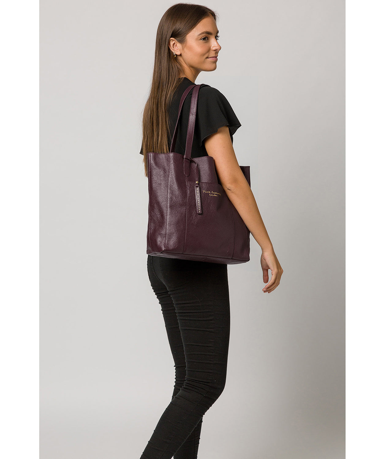 'Keisha' Plum Leather Tote Bag image 2