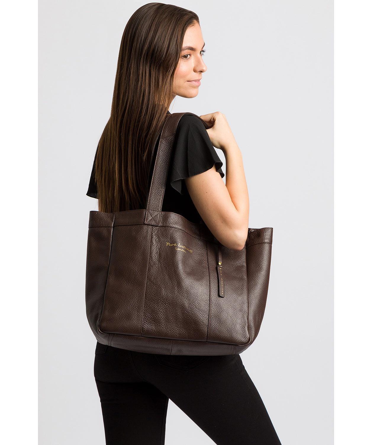 'Melissa' Chocolate Leather Tote Bag image 2
