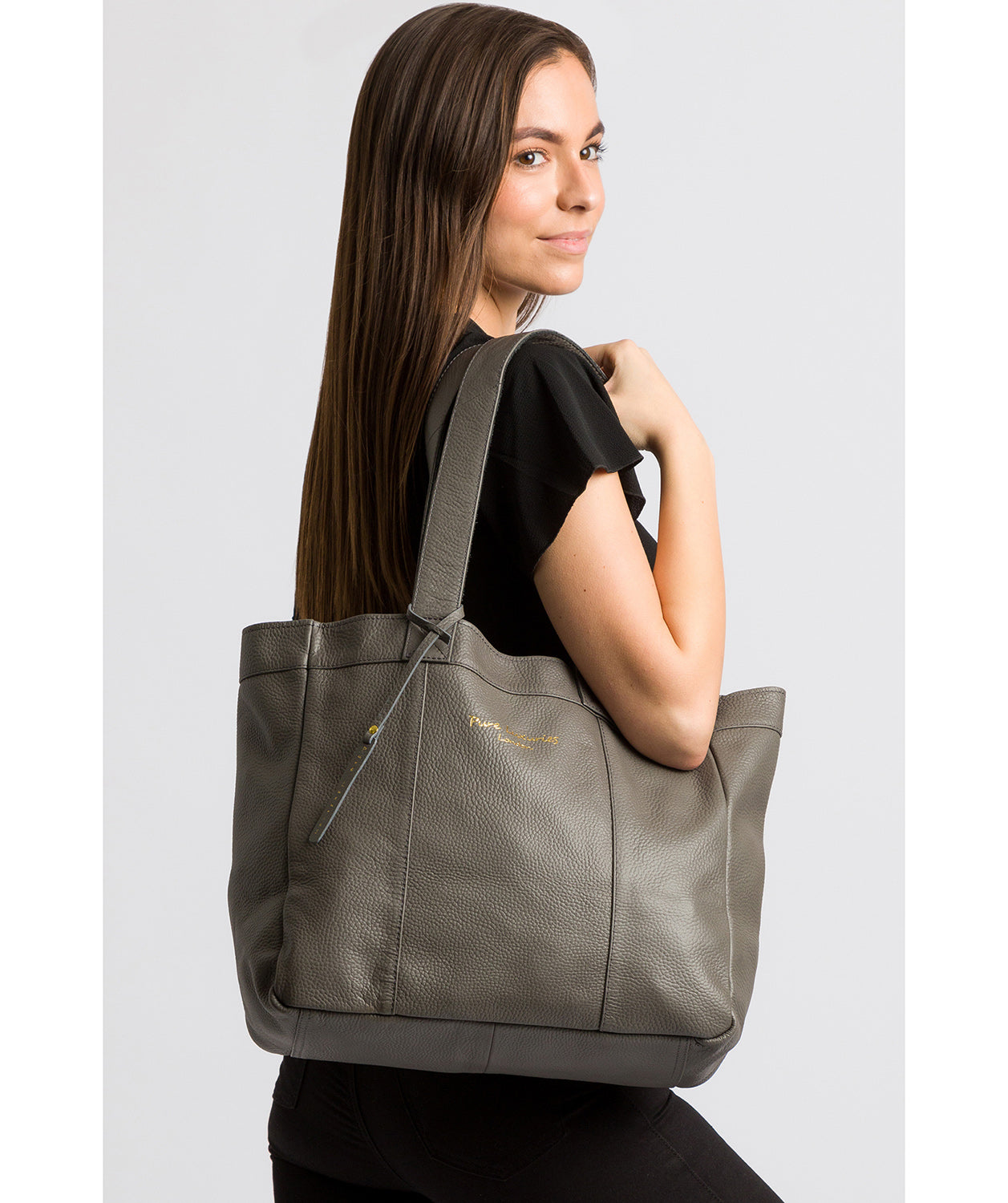 'Melissa' Grey Leather Tote Bag image 2