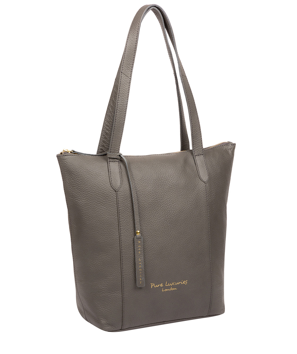 'Elsa' Grey Leather Tote Bag image 5