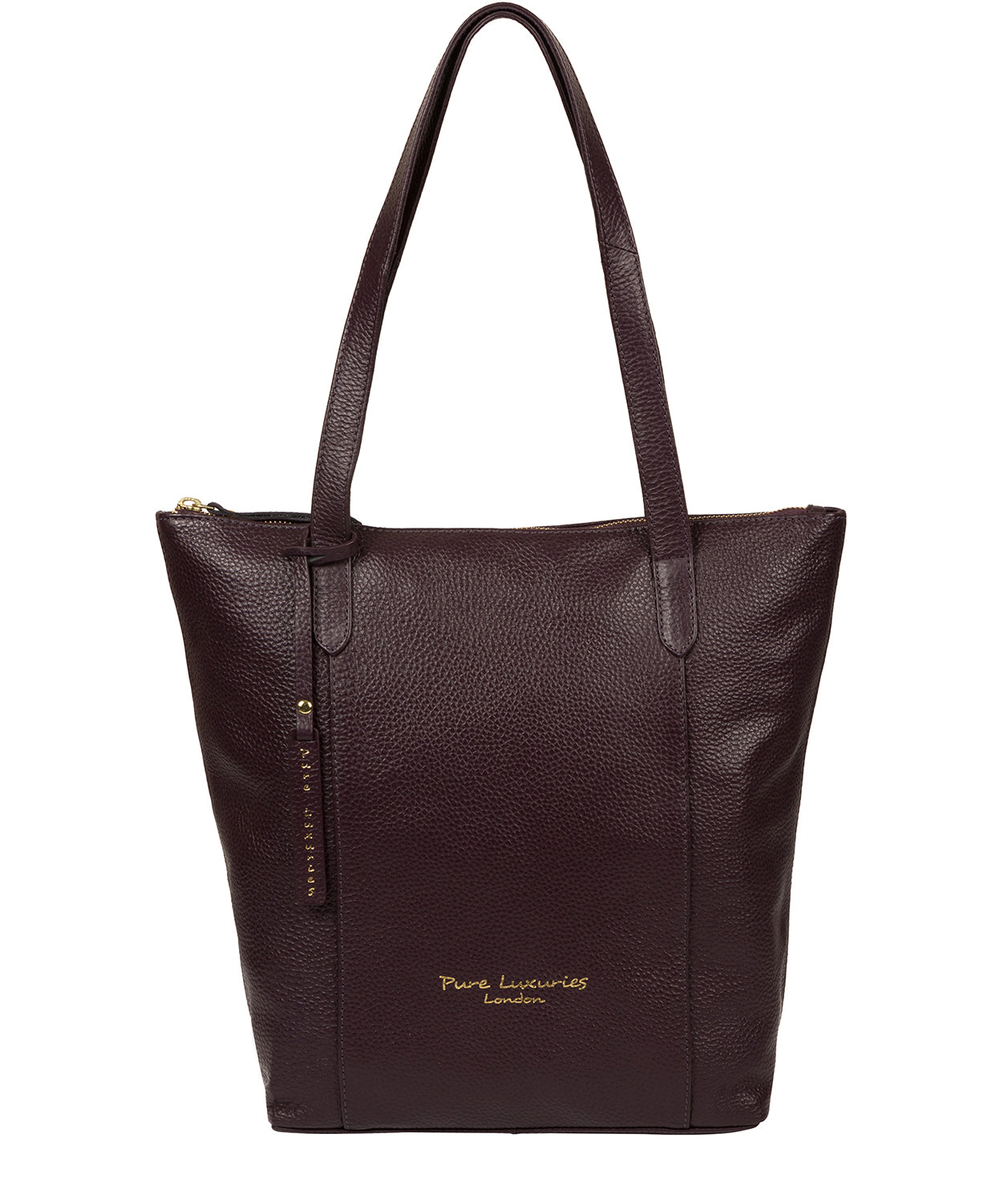 'Elsa' Plum Leather Tote Bag Pure Luxuries London