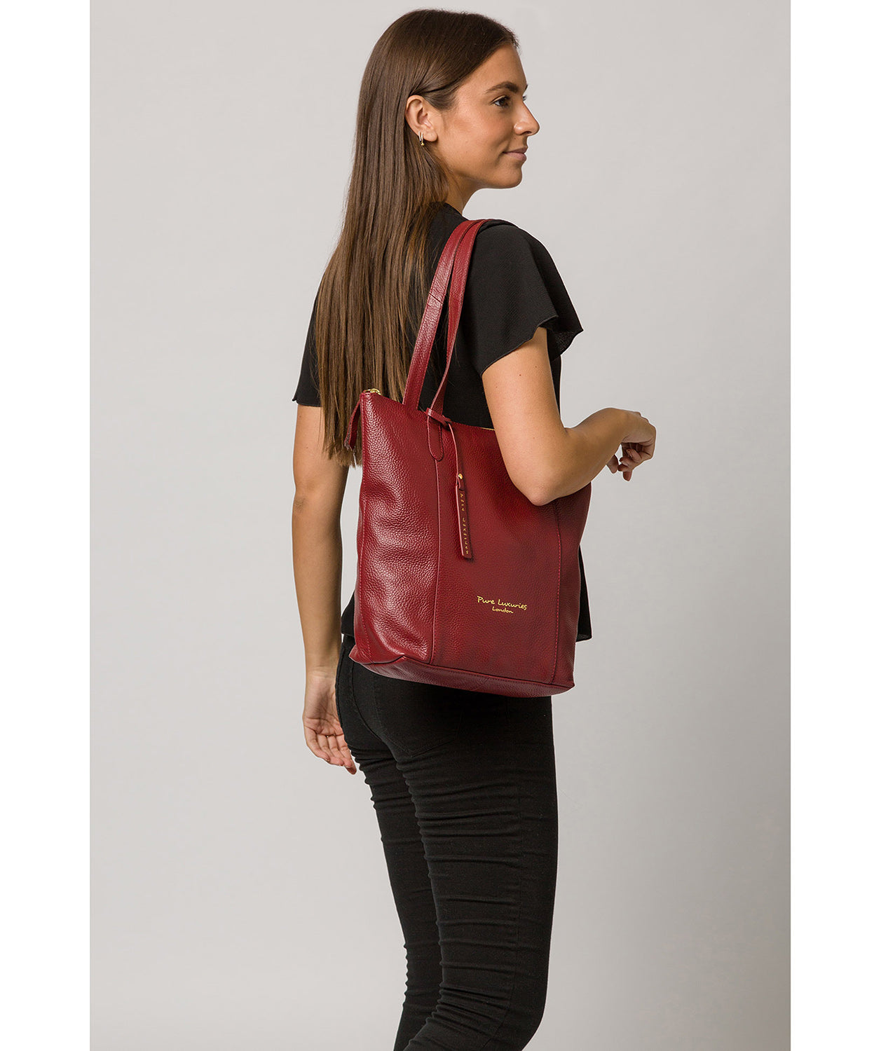 'Elsa' Red Leather Tote Bag Pure Luxuries London