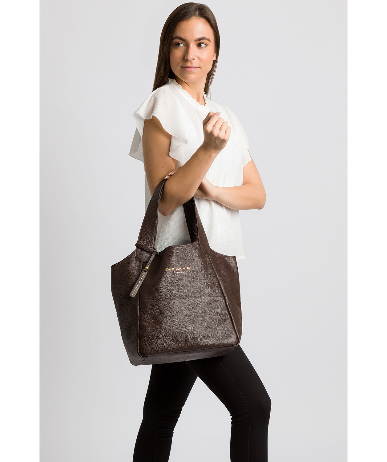 'Freer' Chocolate Leather Tote Bag image 2