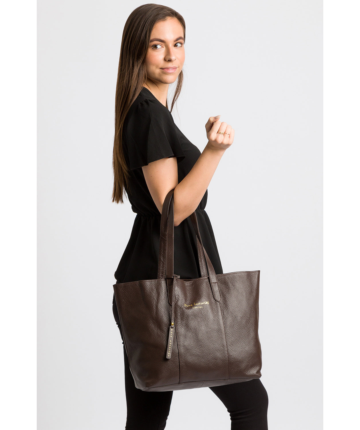'Hedda' Chocolate Leather Tote Bag image 2