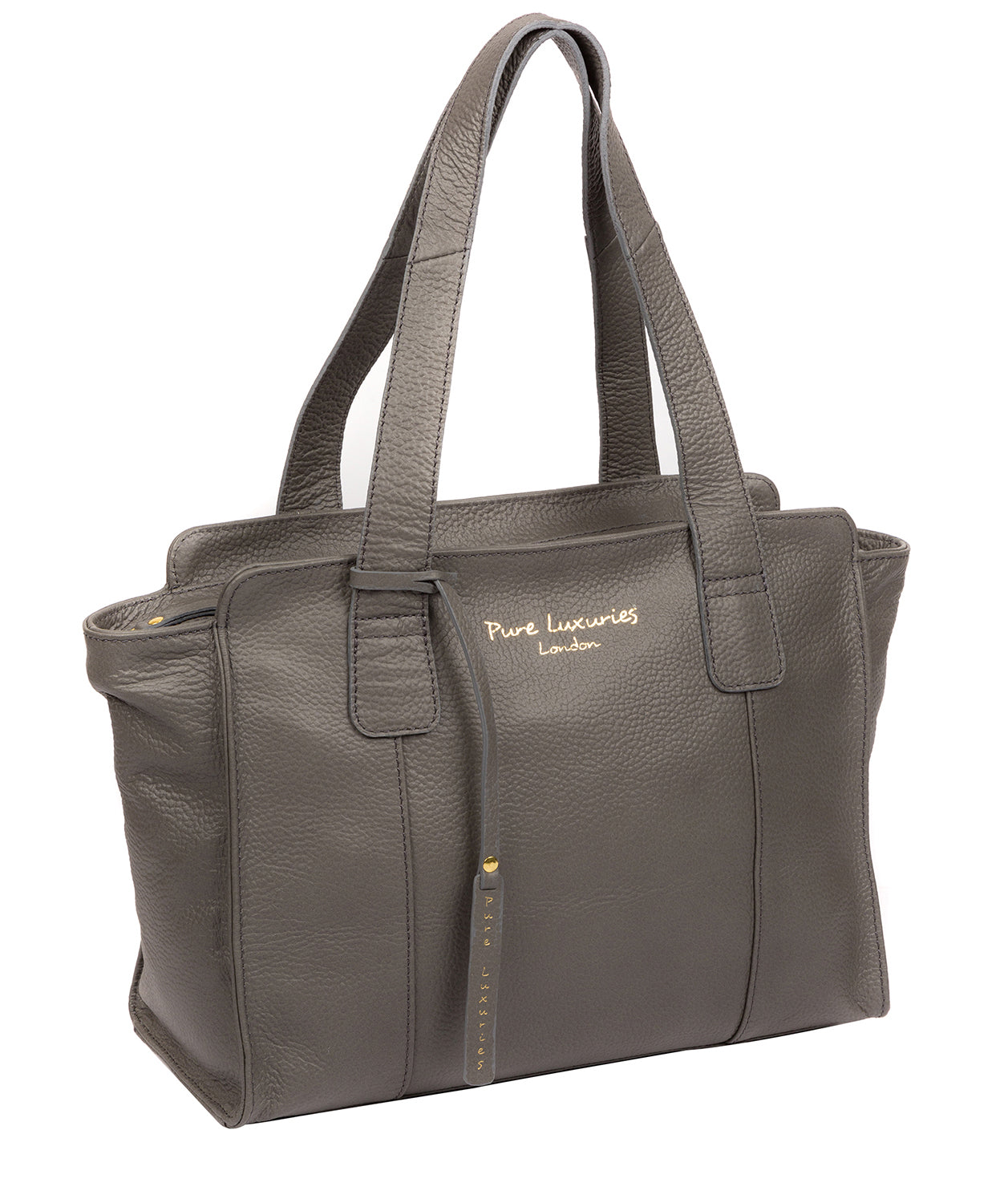 'Alexandra' Grey Leather Handbag Pure Luxuries London