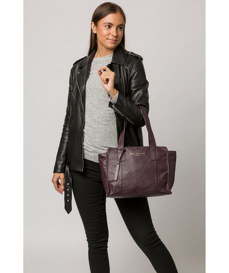 'Alexandra' Plum Leather Handbag image 2