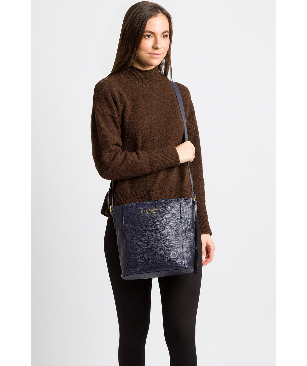 'Tamzin' Ink Leather Shoulder Bag image 2